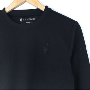 Spyder Long Sleeve Shirt Black Waffle Weave Texture Crew Neck Youth Size L 14/16